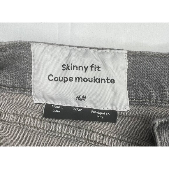 H&M Mens Distressed Grey Skinny Jeans Cotton/Elastane Size 32/32 - Picture 13 of 14